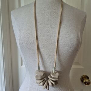 Cream Sculptural Necklace with Modern Organic Design